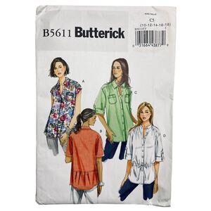 Butterick B5611 Sewing Pattern Misses' Shirts Size 10-18 Uncut